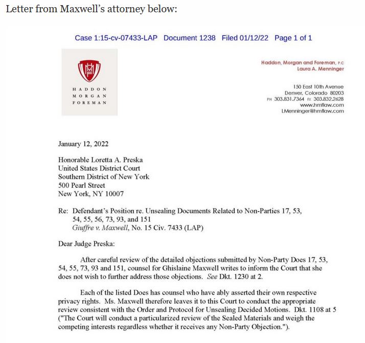 Maxwell will not protect names