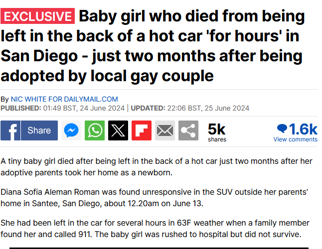 Gay couple roast a baby in a car