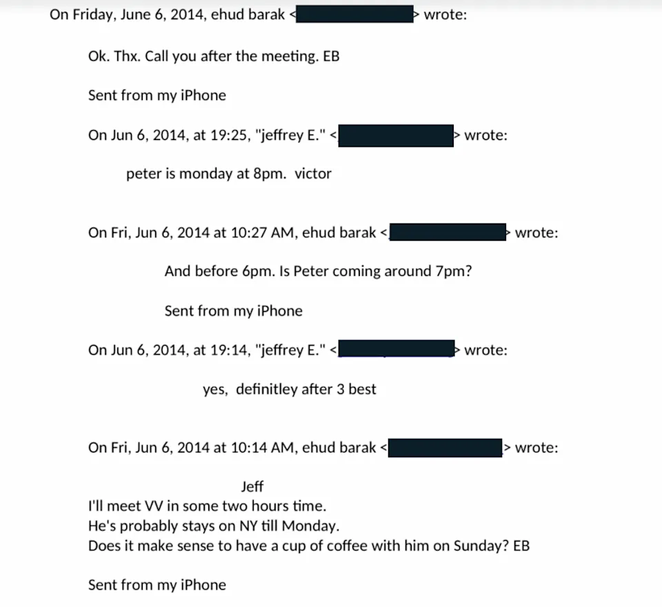 Ehud Barak Epstein Emails